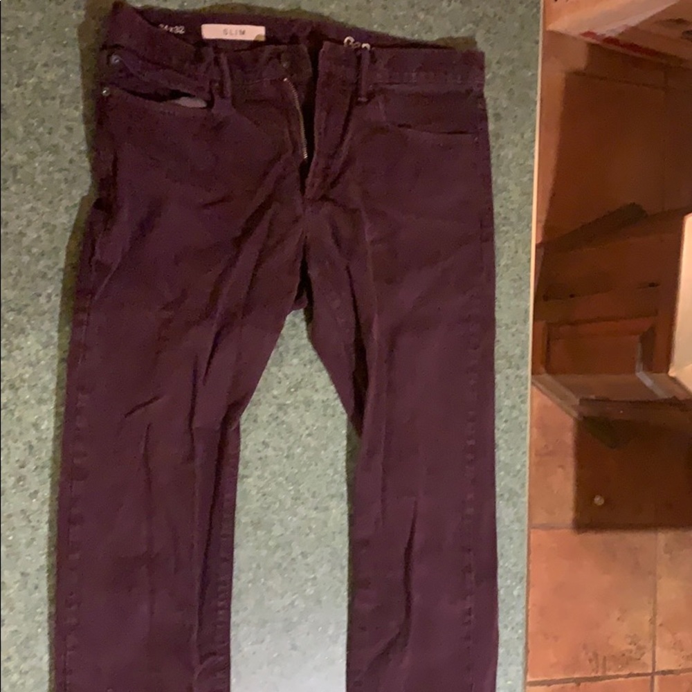 Mens Maroon Gap Slim Fit Pants Size 34x32